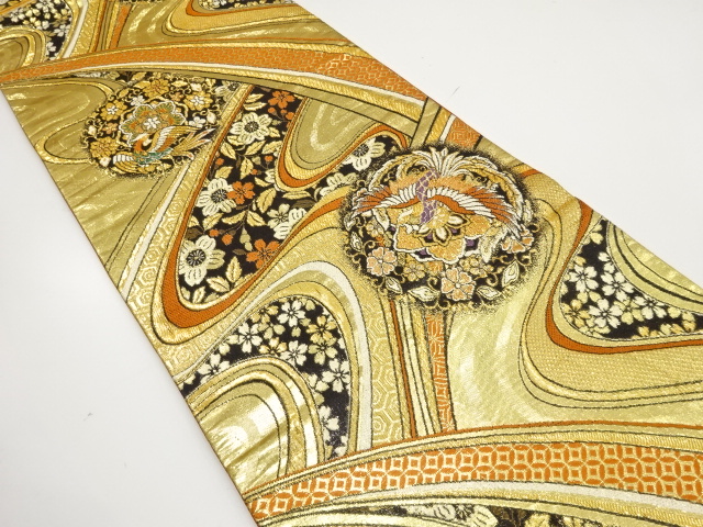 ys7375575; 金糸紙布横段に菱模様織出し袋帯 宗sou 金糸紙布横段に菱